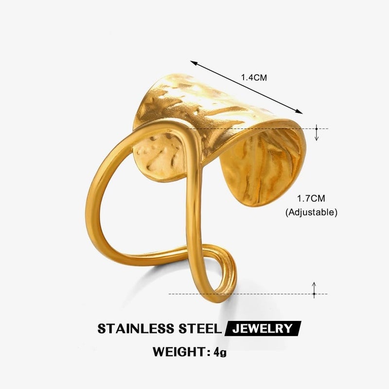 AiTURE Chunky Rings For Women, Gold Silver Thumb Ring Asymmetrical Wavy Curve Ring Adjustable Non Tarnish Dainty Stainless Steel New Year Anniversary Birthday Jewelry Gift - Image 4